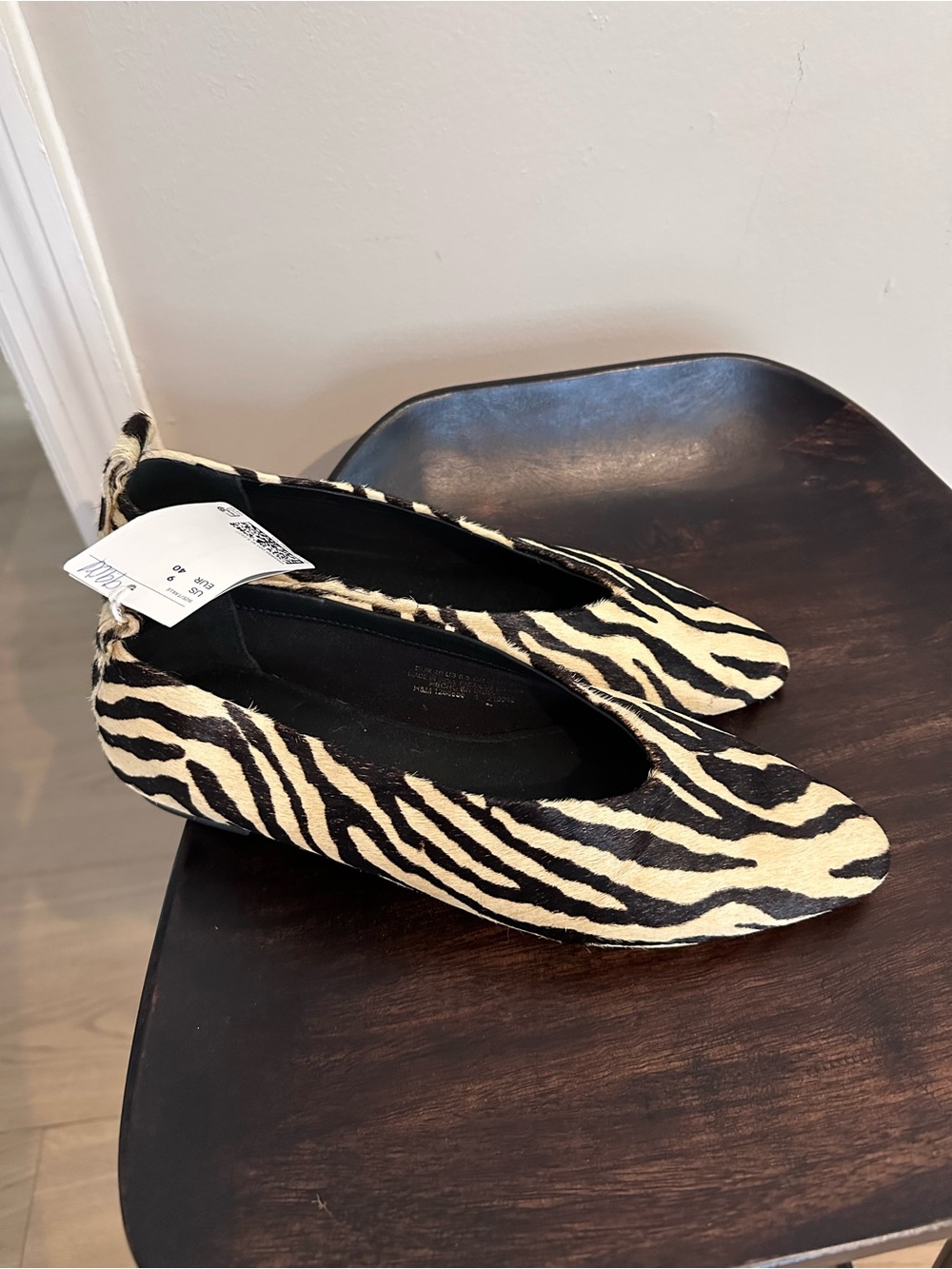 H&M Zebra Print Ballet Flats in Black and Cream